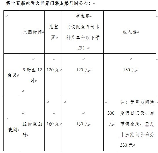 冰雪大世界門票價格詳解，冰雪大世界門票價格全面解析